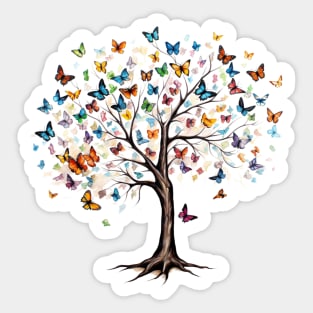 Colorful butterflies tree Sticker